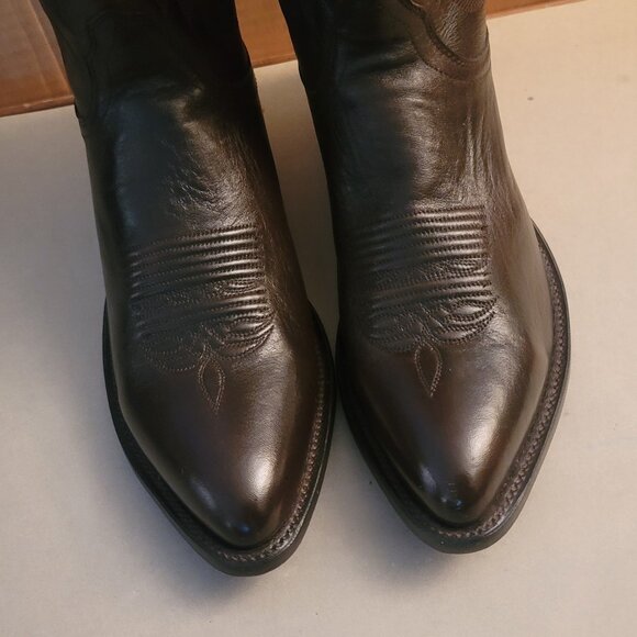 LUCCHESE Carson M1023 J4 Dark Brown Calf Skin Cowboy Western Boots Men's SZ 9.5D - Picture 3 of 15